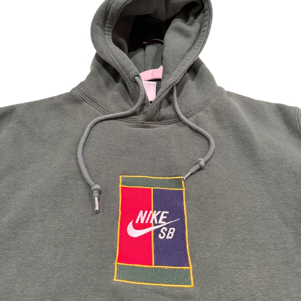 Y2K Nike SB Hoodie Mens Large Green Pullover Skate Logo Embroidered Streetwear